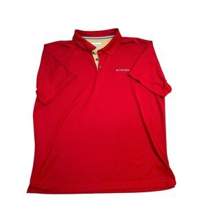 Men's Columbia Sportswear Omni-Wick Red Golf Polo Short Sleeve Shirt XL
